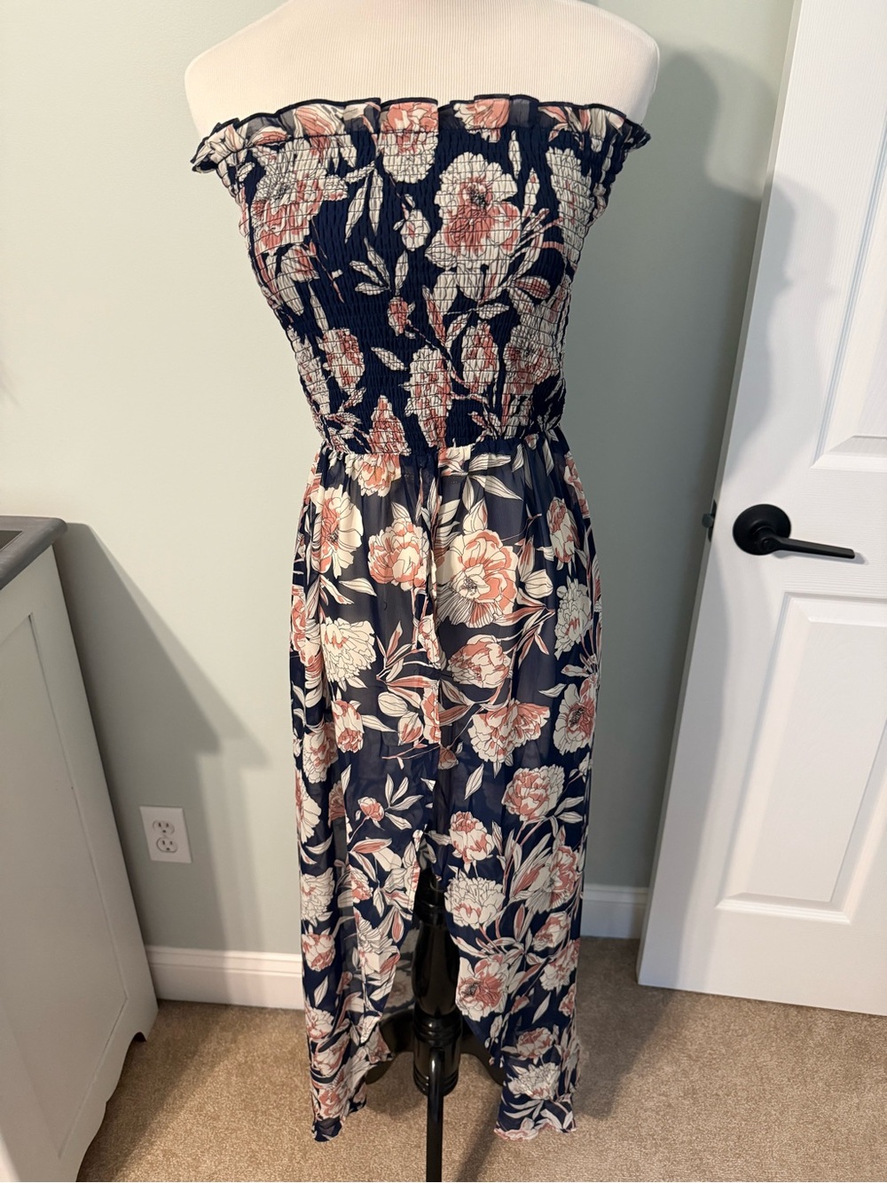 Venus Navy Floral Strapless Open front